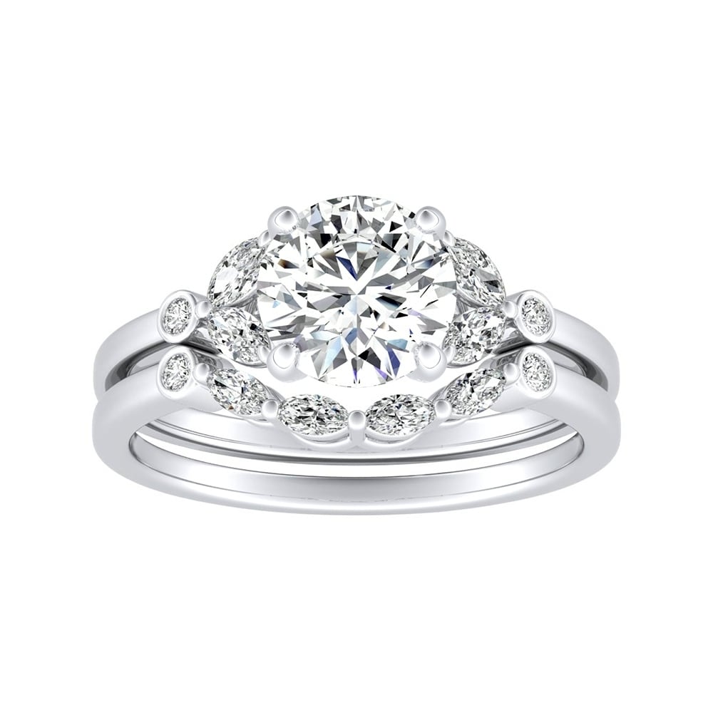 Auriya 14k Gold 1 1/10ct TDW Floral Nature Inspired Diamond Engagement Ring Set by Auriya