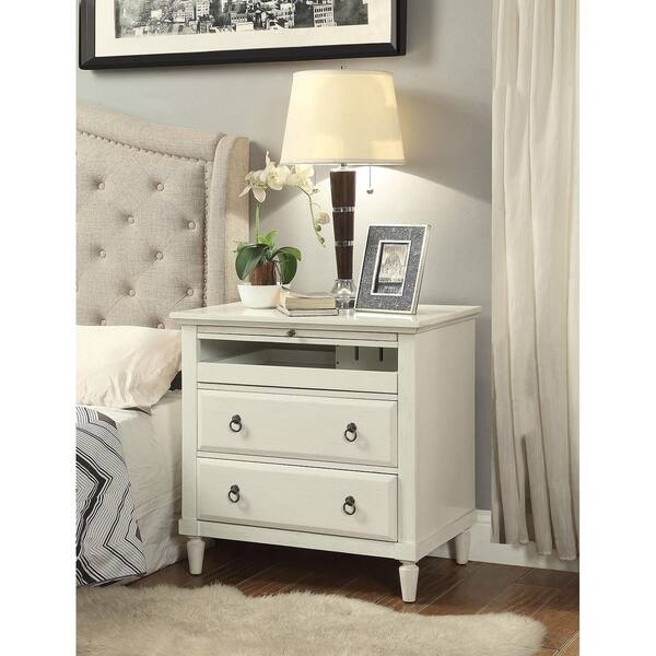 Shop Madison Nightstand With Usb Charging Station In Antique White Overstock 20193821