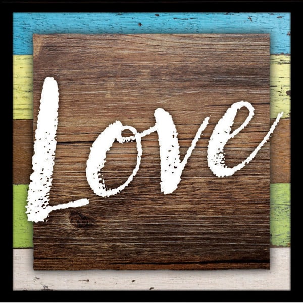 Love Wood Plaque with Easel - 7.5" x 7.5"