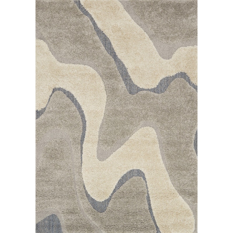 Carson Carrington Drammen Modern Abstract Waves Shag Area Rug