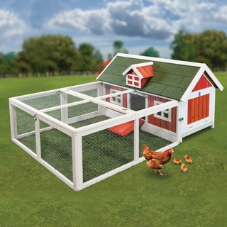 Shop Merry Products Wooden Red Barn Chicken Coop Free Shipping