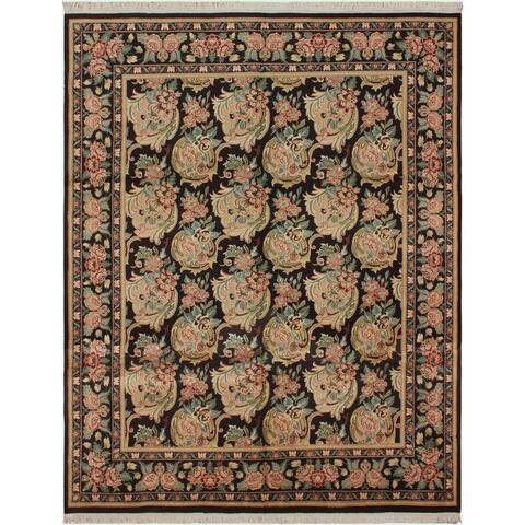 William Morris Pak-Persian Bessarabian Black/Pink Wool Rug (8'1 x 10'1) - 8 ft. 1 in. x 10 ft. 1 in.