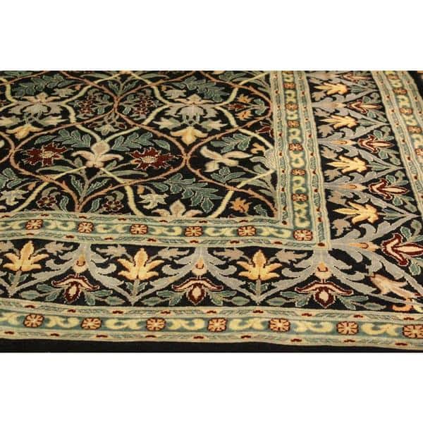 William Morris Pak Persian Ester Black Red Wool Rug 8 2 X 9 Pak Persian Ester Black Red Wool Rug