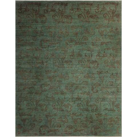 Over Dyed Color Reform Carita Lt. Green/Lt. Green Wool Rug (9'3 x 11'10) - 9 ft. 3 in. x 11 ft. 10 in.