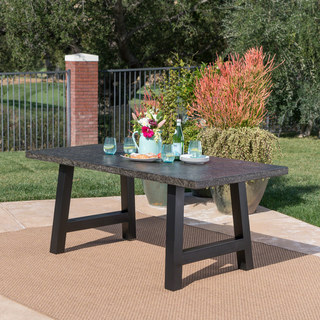 Valencia Outdoor Rectangle Light Weight Concrete Dining Table by Christopher Knight Home - 70.25"L x 35.25"W x 29.50"H