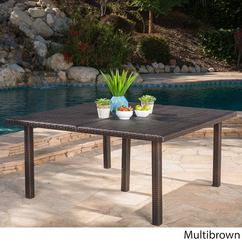Fiona Outdoor 64-inch Square Wicker Dining Table by Christopher Knight Home - 64.00"L x 64.00"W x 30.00"H - Brown