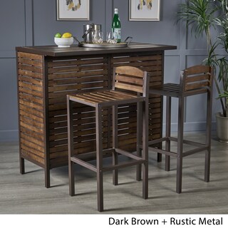 Leni 3-Piece Acacia Wood Bar Set by Christopher Knight Home