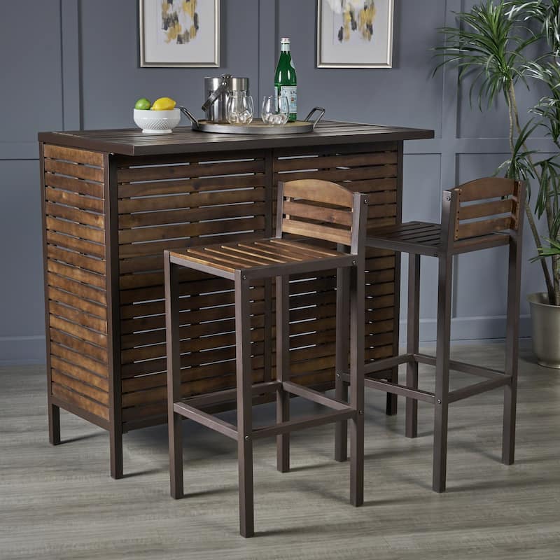 Leni 3-Piece Acacia Wood Bar Set by Christopher Knight Home