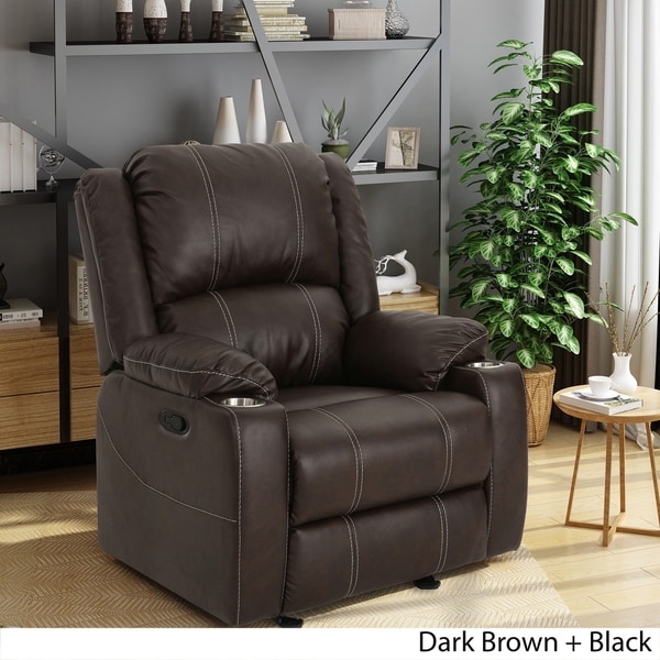 grey recliner chair with cup holder