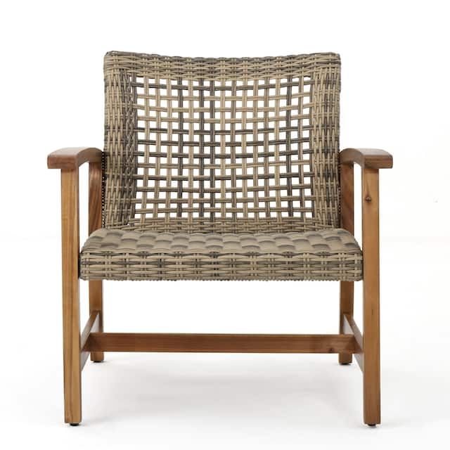 Hampton Outdoor Mid Century Wicker Club Chair (Set of 4) by Christopher