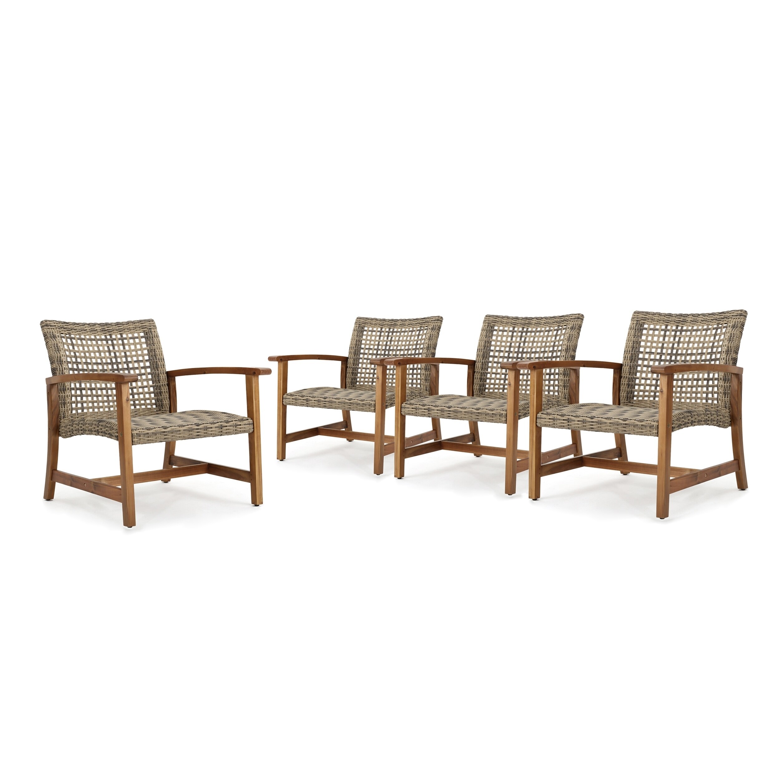 Shop Black Friday Deals On Hampton Outdoor Mid Century Wicker Club Chair Set Of 4 By Christopher Knight Home Overstock 20216765