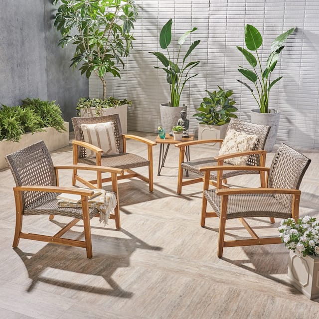 Hampton Outdoor Mid Century Wicker Club Chair (Set of 4) by Christopher