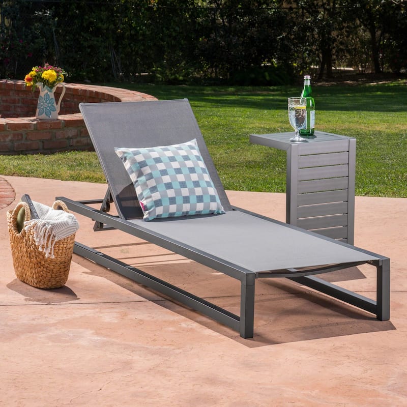 Modesta Outdoor 2-piece Armless Aluminum Chaise Lounge Set by Christopher Knight Home