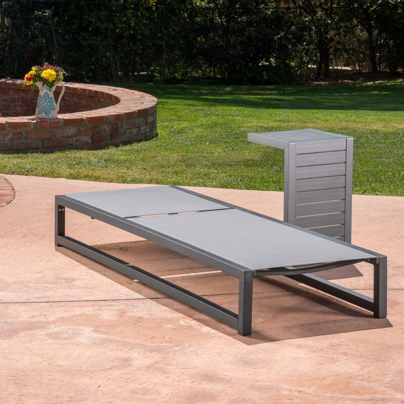 Modesta Outdoor 2-piece Armless Aluminum Chaise Lounge Set by Christopher Knight Home