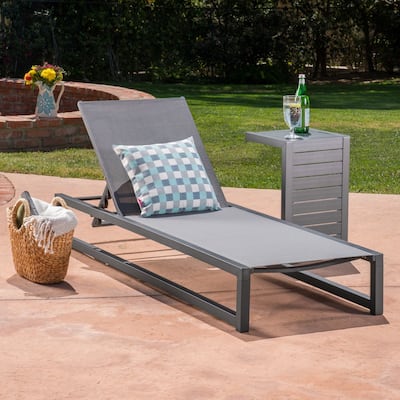 Modesta Outdoor 2-piece Armless Aluminum Chaise Lounge Set by Christopher Knight Home