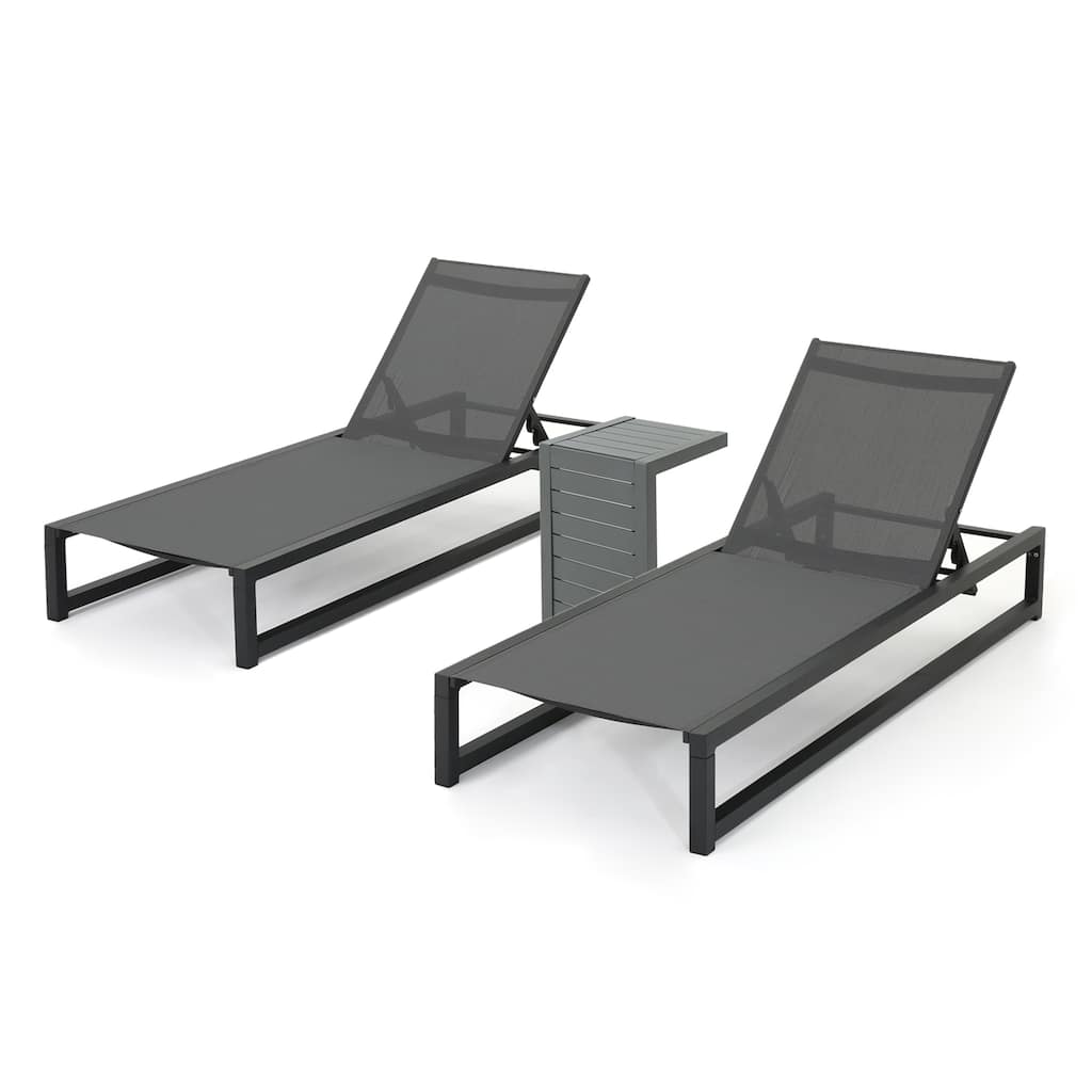 Modesta Outdoor 3-piece Armless Aluminum Chaise Lounge Set by Christopher Knight Home