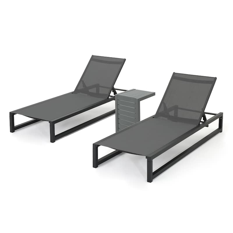 Modesta Outdoor 3-piece Armless Aluminum Chaise Lounge Set by Christopher Knight Home