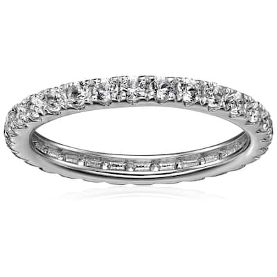 Sterling Silver Created White Sapphire Eternity Band Ring, Size 7