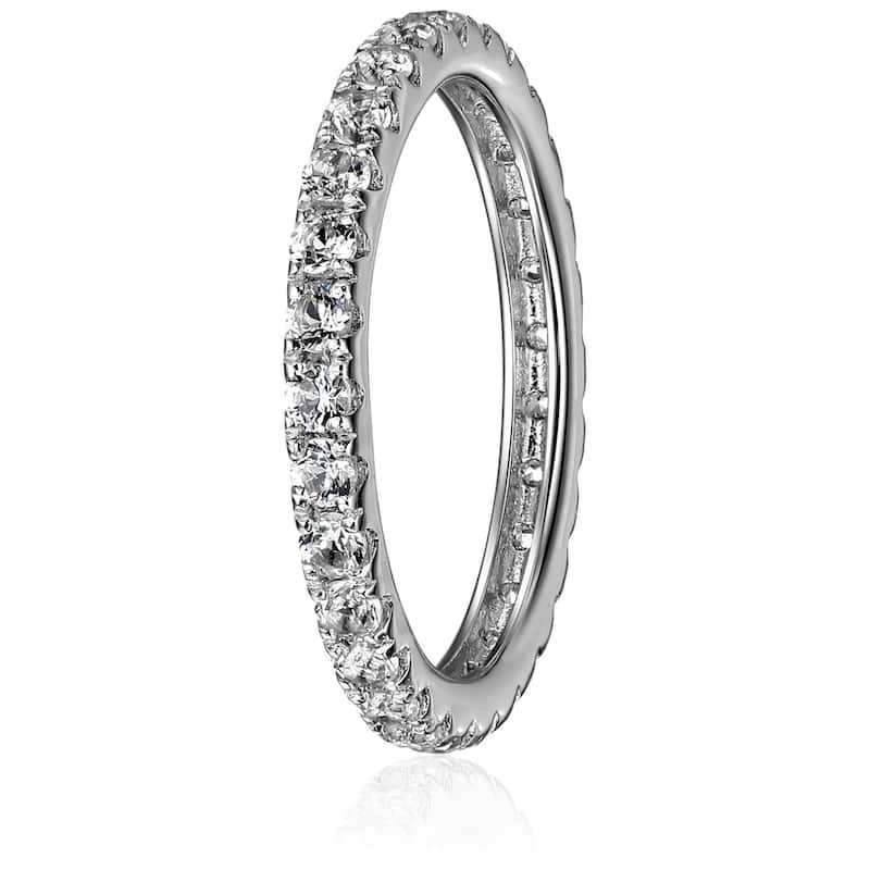 Sterling Silver Created White Sapphire Eternity Band Ring, Size 7