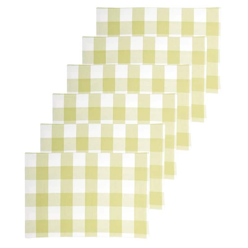 Griffin Check Woven Placemat - peridot and white