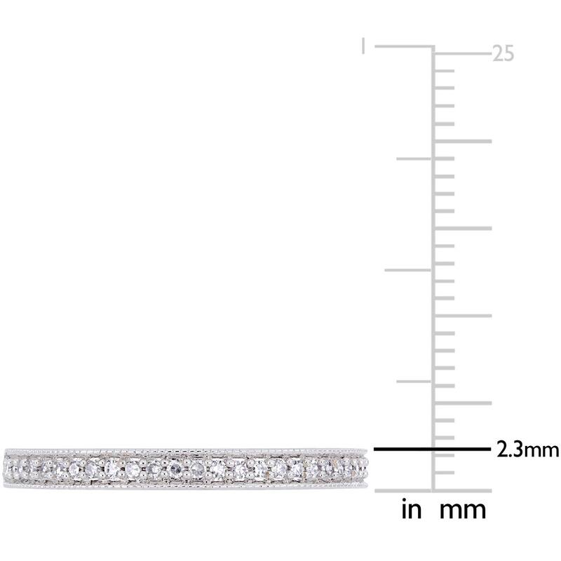 Moissanite by Miadora Signature Collection 14k White Gold 1/8ct TDW Diamond Stackable Semi-Eternity Wedding Band