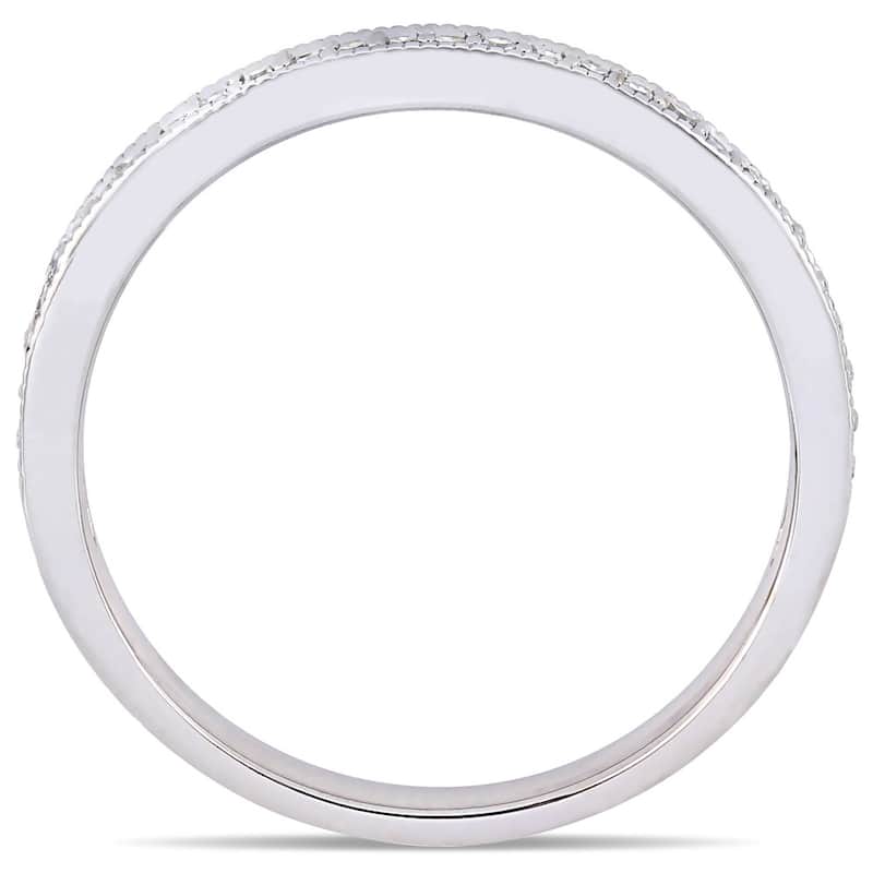 Moissanite by Miadora Signature Collection 14k White Gold 1/8ct TDW Diamond Stackable Semi-Eternity Wedding Band