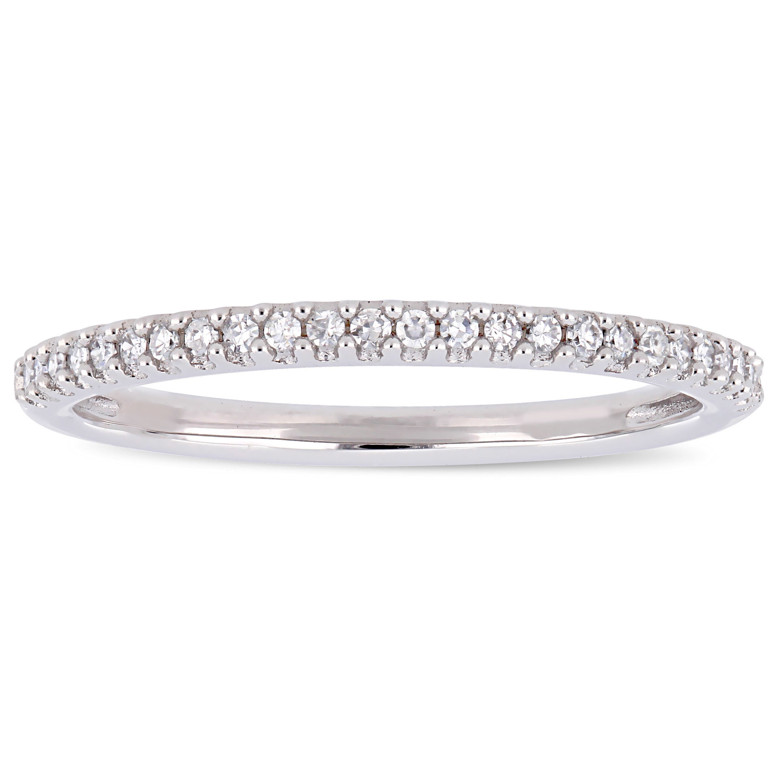 Miadora 14k White Gold 1/8ct TDW Diamond Stackable Semi-Eternity Wedding Band
