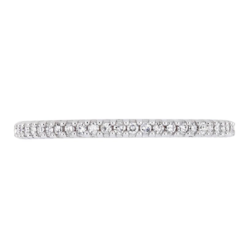 Miadora 14k White Gold 1/8ct TDW Diamond Stackable Semi-Eternity Wedding Band