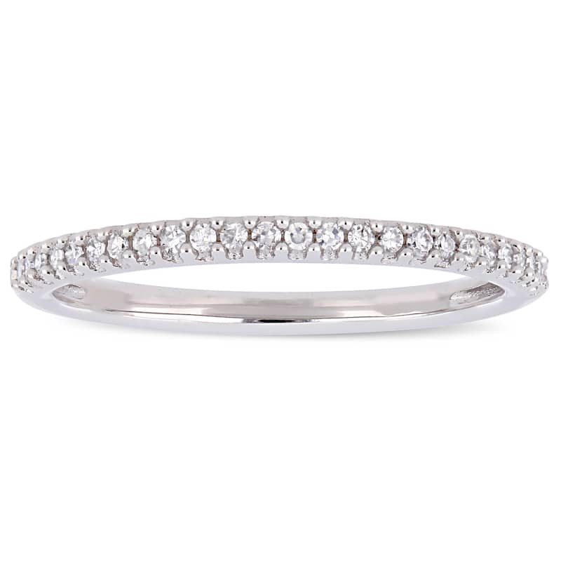Miadora 14k White Gold 1/8ct TDW Diamond Stackable Semi-Eternity Wedding Band