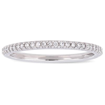 Miadora 14k White Gold 1/8ct TDW Diamond Stackable Semi-Eternity Wedding Band