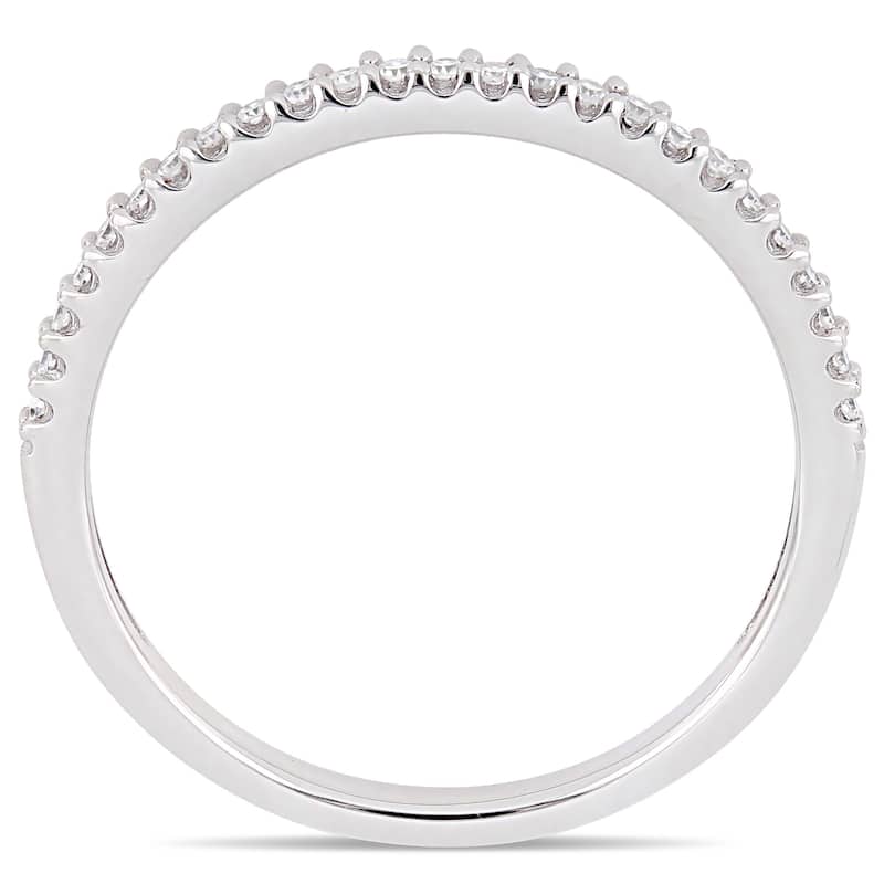 Miadora 14k White Gold 1/8ct TDW Diamond Stackable Semi-Eternity Wedding Band
