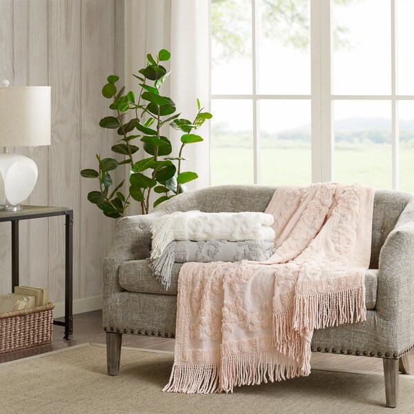 Madison Park Mila Chenille Cotton Tufted Throw