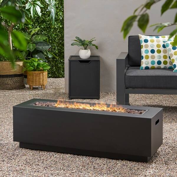 Shop Wellington Outdoor Rectangular Firepit With Lava Rocks By
