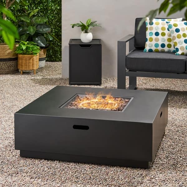 Shop Wellington Outdoor 40 Inch Square Firepit With Lava Rocks By