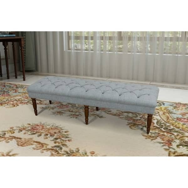 Shop The Gray Barn Holden Hill Light Blue Tufted Bench Overstock 20219598