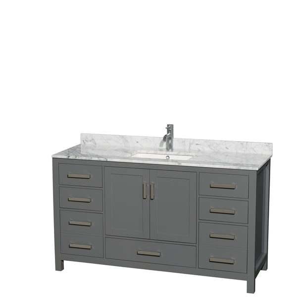 Sheffield 60-inch Dark Gray Single Vanity, Square Sink, No Mirror
