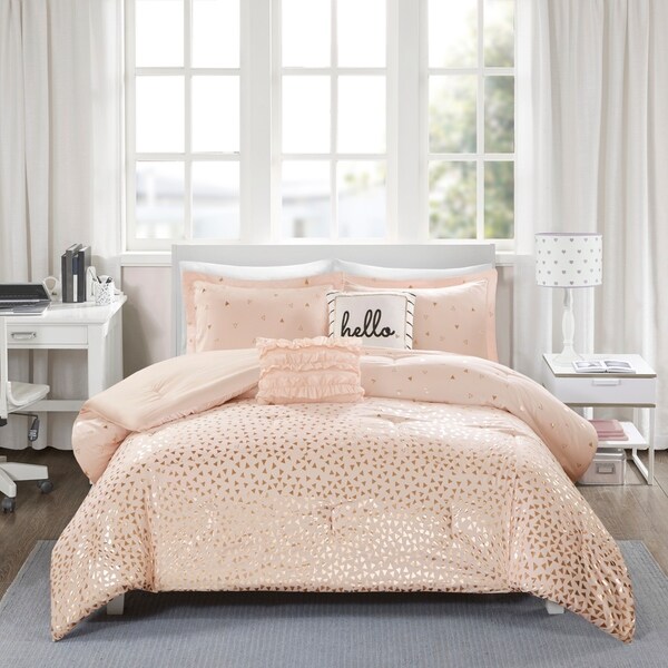 Intelligent Design Liv Metallic Triangle Print 5-piece Comforter Set 2-Color Option