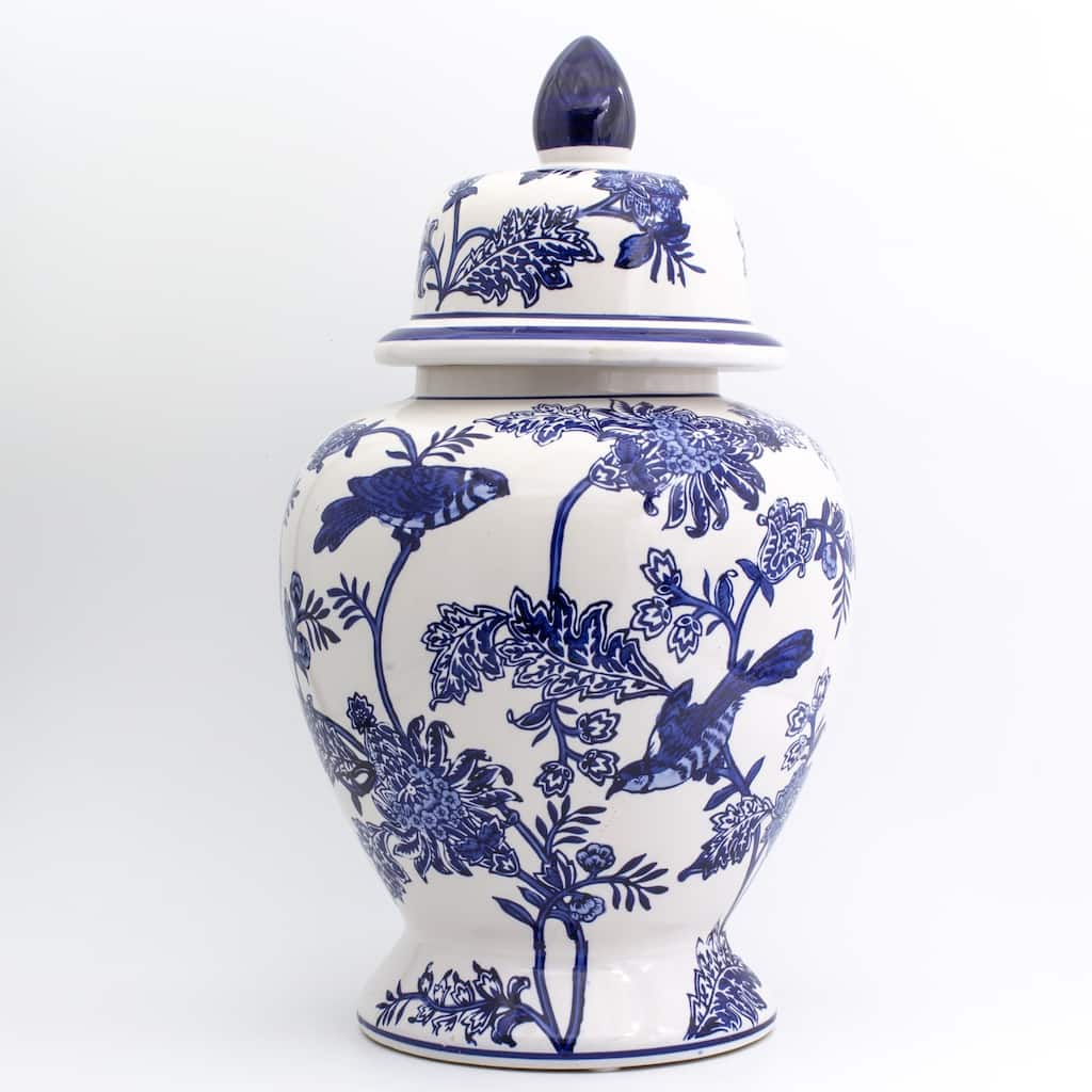 Euro Ceramica Blue Garden Ginger Jar