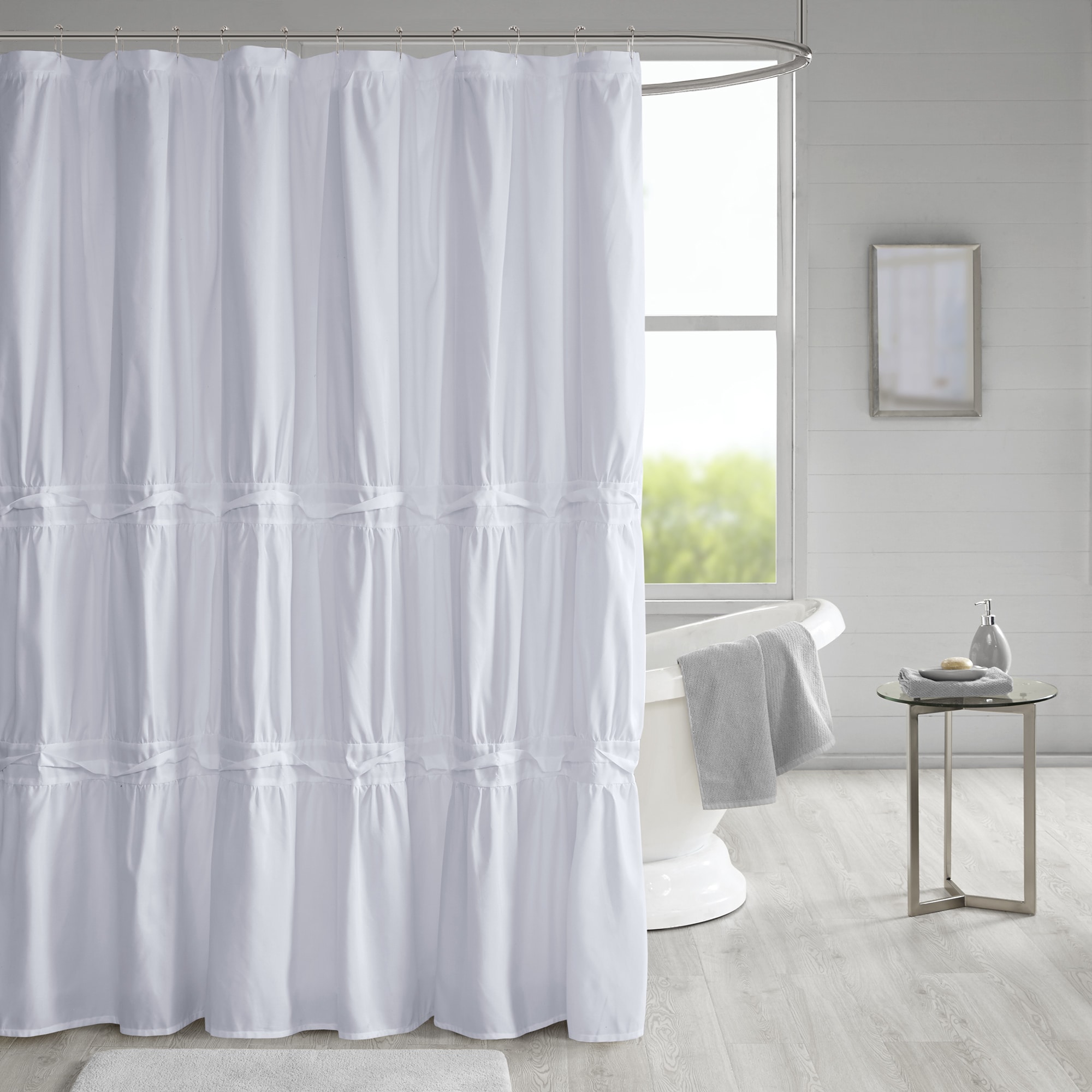 Shop 510 Design Denice Solid Ruched Shower Curtain With Liner 3