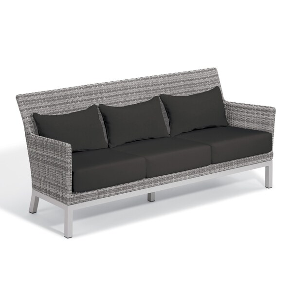 Oxford Garden Argento Resin Wicker Sofa With Powder Coated Oxford Garden Argento Resin Wicker Sofa With Powder Coated Aluminum Legs Jet Black Polyester Cushion