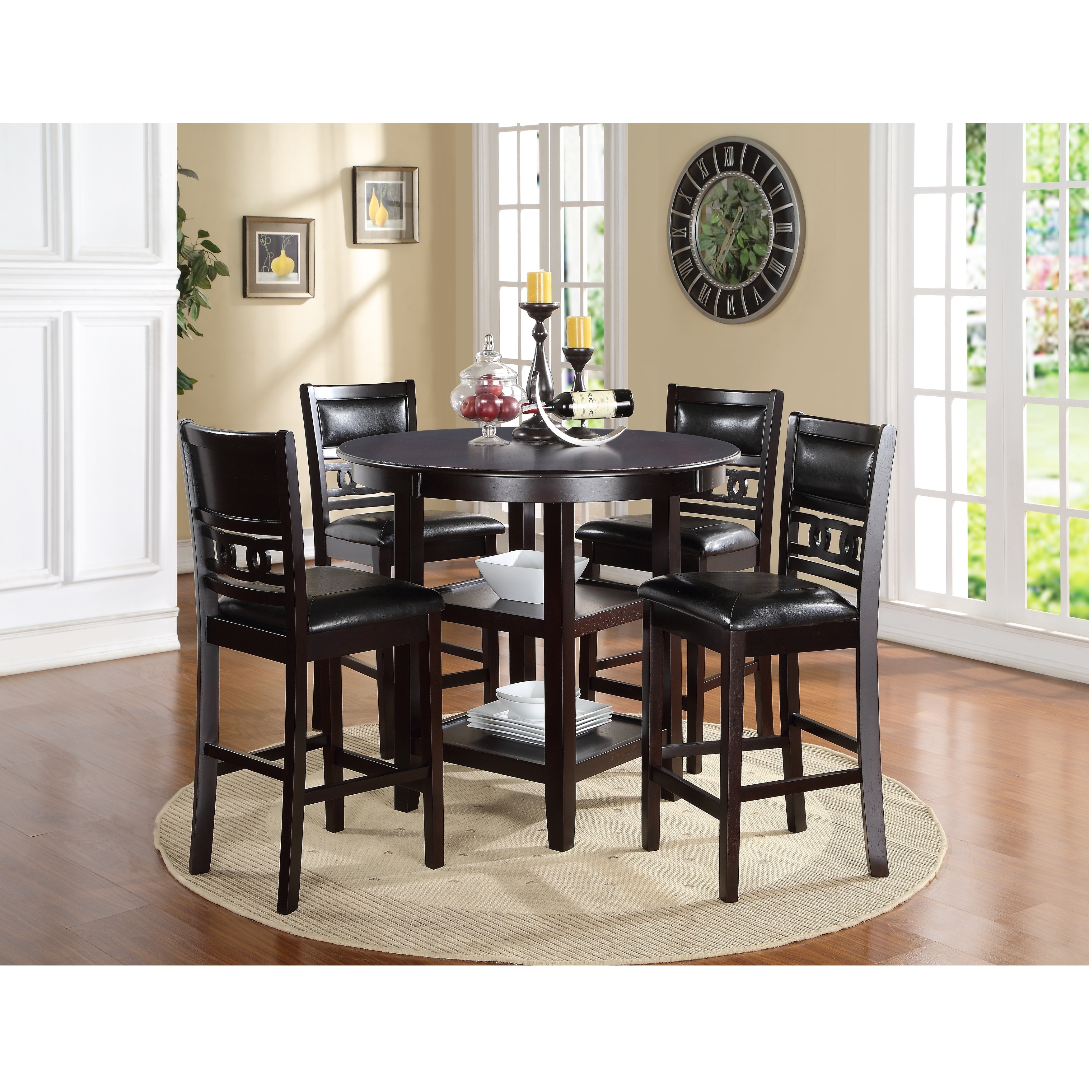 Gia Ebony Counter Height Round Table 5 Piece Dining Set On Sale Overstock 20222785