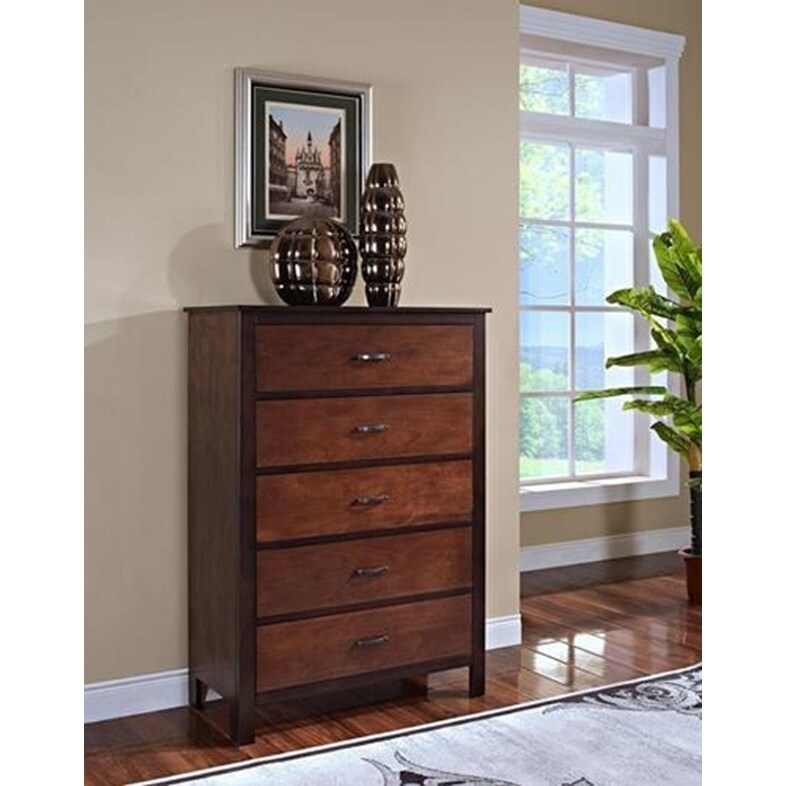Shop Bishop Ginger And Chestnut 5 Drawer Chest Free Shipping