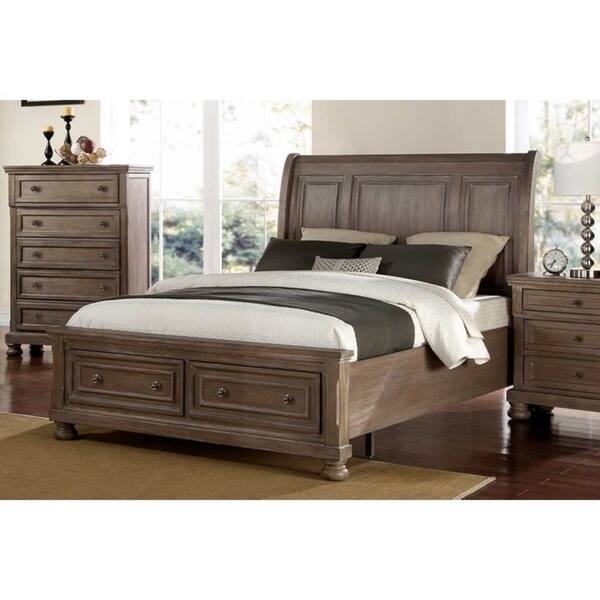 Shop Allegra Pewter Brushed Finish Raised Panel Cal-King Storage Bed ...