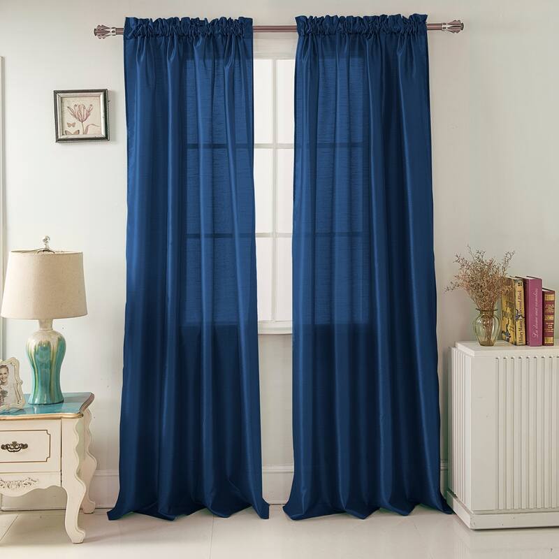 Porch & Den Eads 84-inch Rod Pocket Curtain Panel - Navy