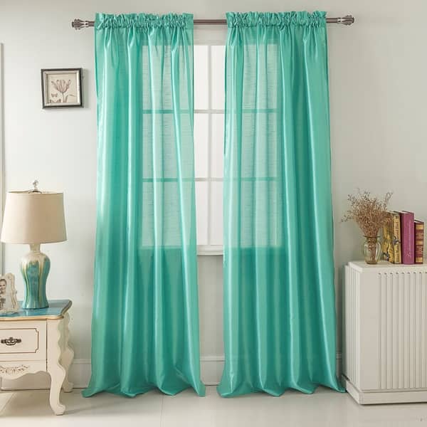 slide 1 of 29, Porch & Den Eads 84-inch Rod Pocket Curtain Panel Aqua