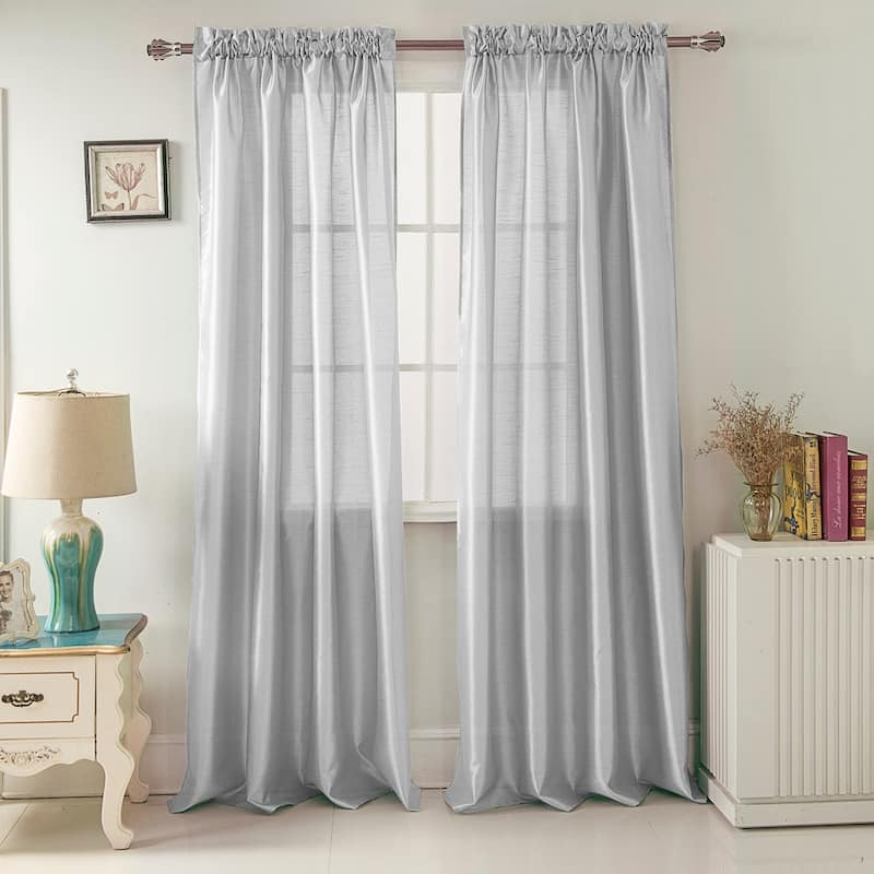 Porch & Den Eads 95-inch Rod Pocket Curtain Panel - Silver