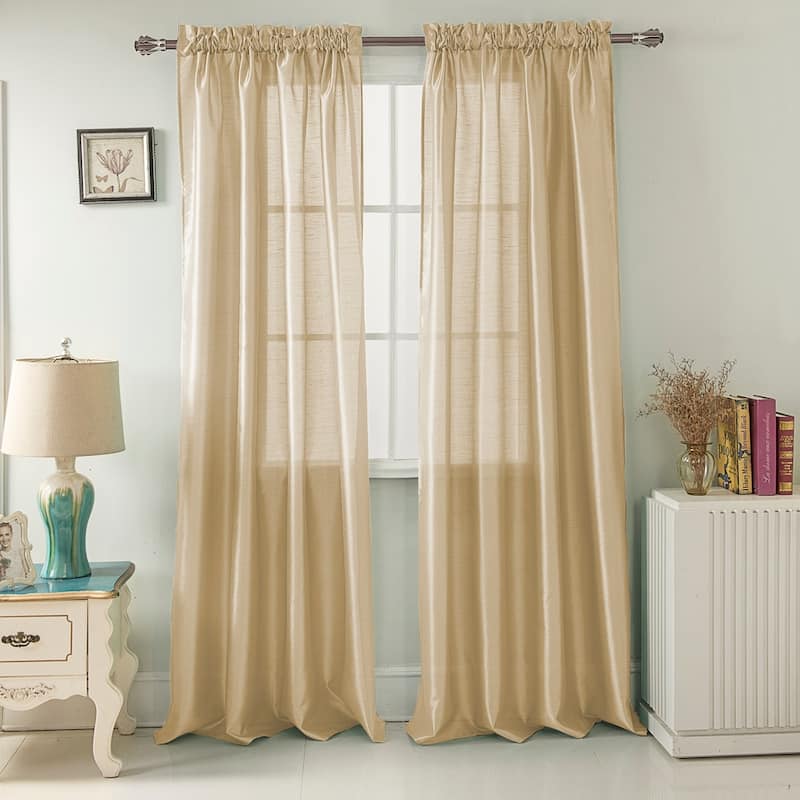 Porch & Den Eads 95-inch Rod Pocket Curtain Panel - Beige