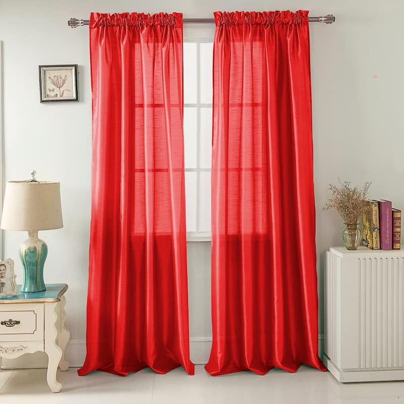 Porch & Den Eads 95-inch Rod Pocket Curtain Panel - Red