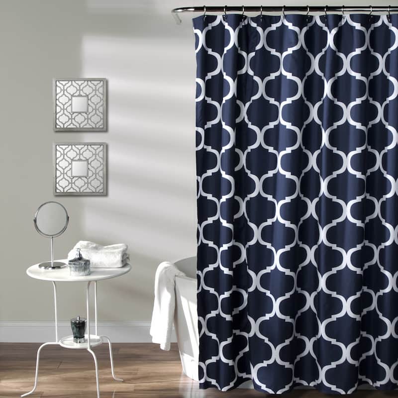 Gracewood Hollow Chidzero Geometric Shower Curtain - Navy