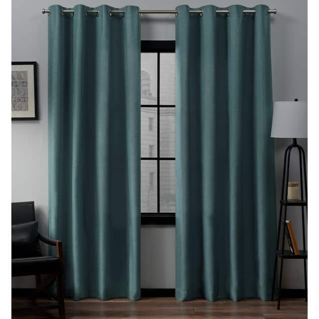 Porch & Den Sugar Creek Loha Grommet Top Linen Curtain Panel Pair - 52x108 - Blue Teal